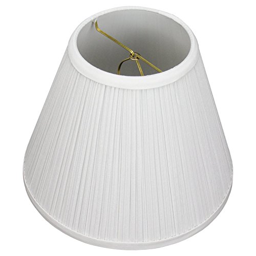 FenchelShades.com Lampshade 5 Top Diameter x 10 Bottom Diameter x 8 Slant Height with Clip-On Attachment for Standard Edison-Style Lightbulb (Pleated Mushroom White)