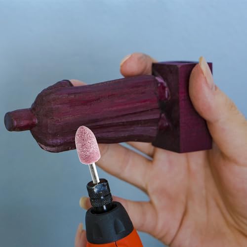 Coloch 100 Pieces Abrasive Stone Points with Plastic Box, Polishing Mounted Grinding Head Wheel Tool Kit Sanding Drill Bits Electric Grinding Accessories for Rotary Tool, Pink