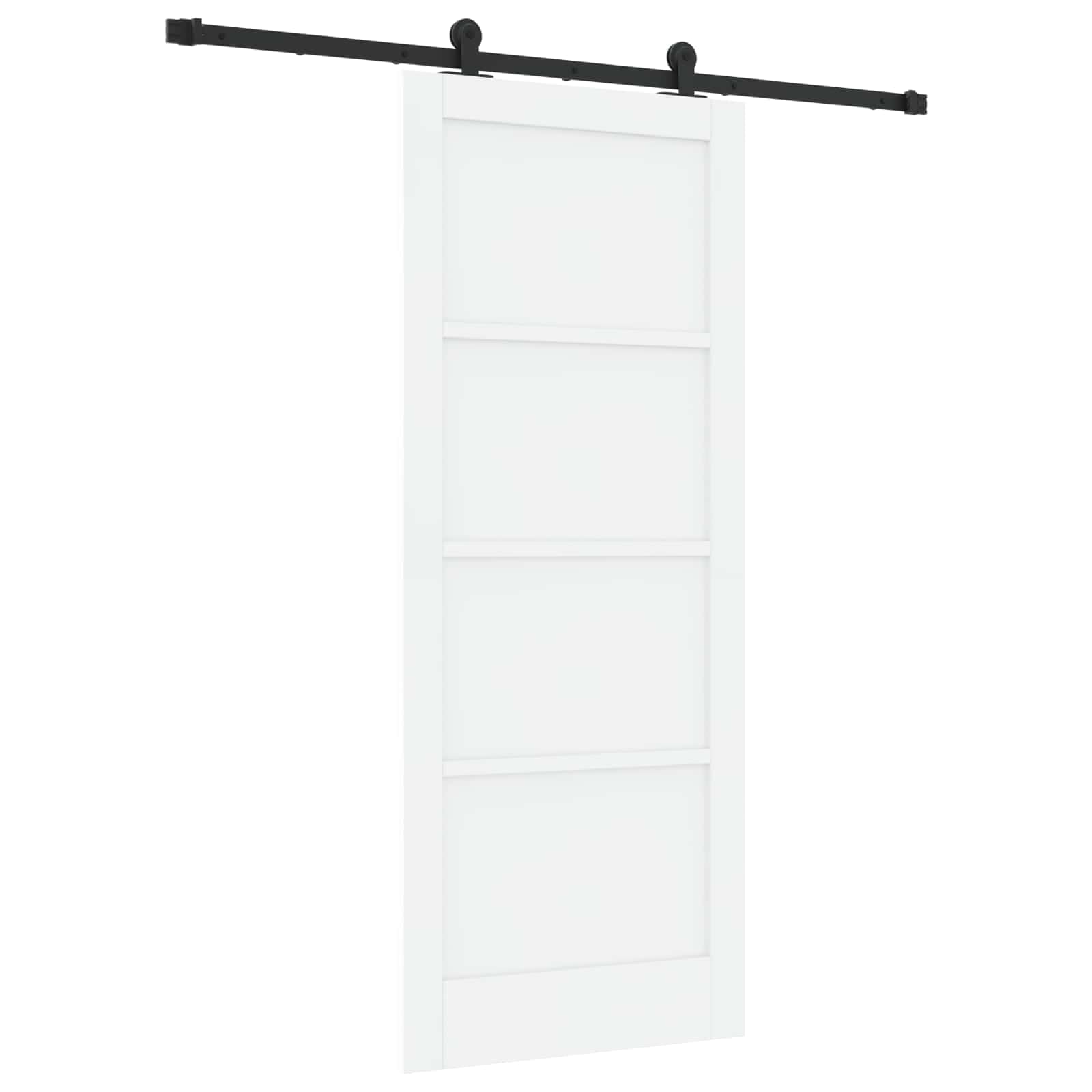 Puerta corredera de madera de pino maciza, 83 x 202 cm, color blanco y