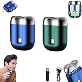 MiNGQIU Newest Mini Shaver Portable Electric Shaver,Pocket Size USB Rechargeable Men Rotary Shaver,Portable Wet and Dry Rechargeable Men Rotary Shaver,Electric Razor for Men (A-2PCS)