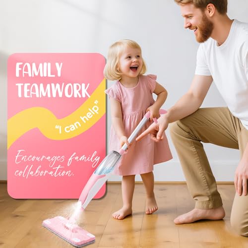 image for Yeeammk Pink Mini Spray Mop for Toddler-Girls Montessori Cleaning Toy 
