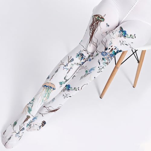 Premium Velvet Jellyfish Ocean Print Patterned Tights for Women with Designs Fashion Pantyhose Sheer Stockings3