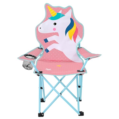 KABOER Kids Outdoor Folding Lawn and Camping Chair with Cup Holder and Carrying Bag, Children's Camping Chairs for Outdoor Beach Travel (Unicorn) by KABOER - Used condition - US$30.63