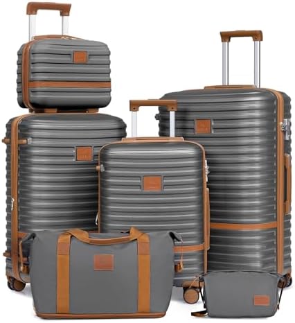 Joyway Luggage Set 3 Piece Suitcase Sets, Expandable Carry on Luggage with Spinner Wheel, Hard Shell Luggage Set with TSA Lock, Black brown, 4 piece set (13/20inch), Hardside Expandable Travel Laggage 64