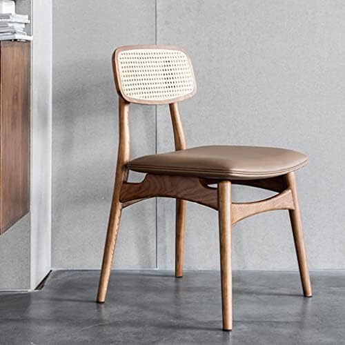 TKHP Rattan Cane Dining Side Chair, Patio Dining Chairs, Wooden Lounge Seat, Lazy Backrest Balcony Wicker Chair, Patio Garden Seat (Color : Walnut, Size : 50 * 49 * 78.5cm)