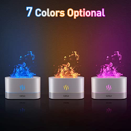 Essential Oil Diffuser, Flame Oil Diffuser - Aromatherapy Aroma Humidifier, Upgrade 7 Colors Noiseless - Perfect for Bedroom Home Office (180ml Classic Flame, White) - Image 2