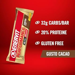 Enervit, Performance Bar Cocoa, Barrette Energetiche, 32g di Carboidrati, 20% di Proteine, Gusto Cacao, Per Attività Sportiva di Lunga Durata ed Endurance, Senza Glutine, 12 Barrette da 60g