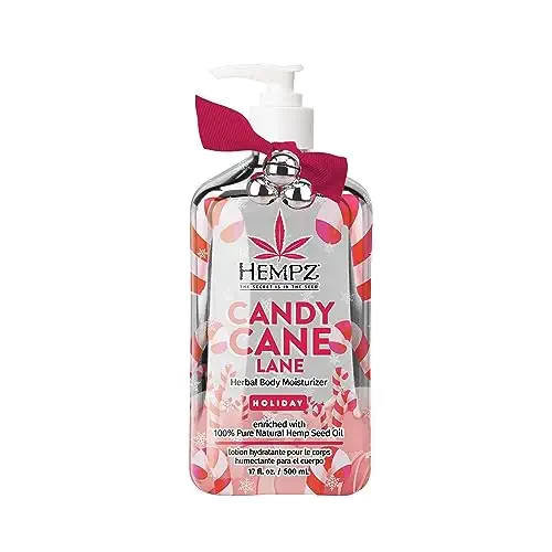 Hempz Limited Edition Peppermint Candy Cane Herbal Body Lotion Moisturizer (17 Oz) – Holiday Body Lotion for Women or Men with Dry or Sensitive Skin - Hydrating Face Moisturizer for Daily Radiance