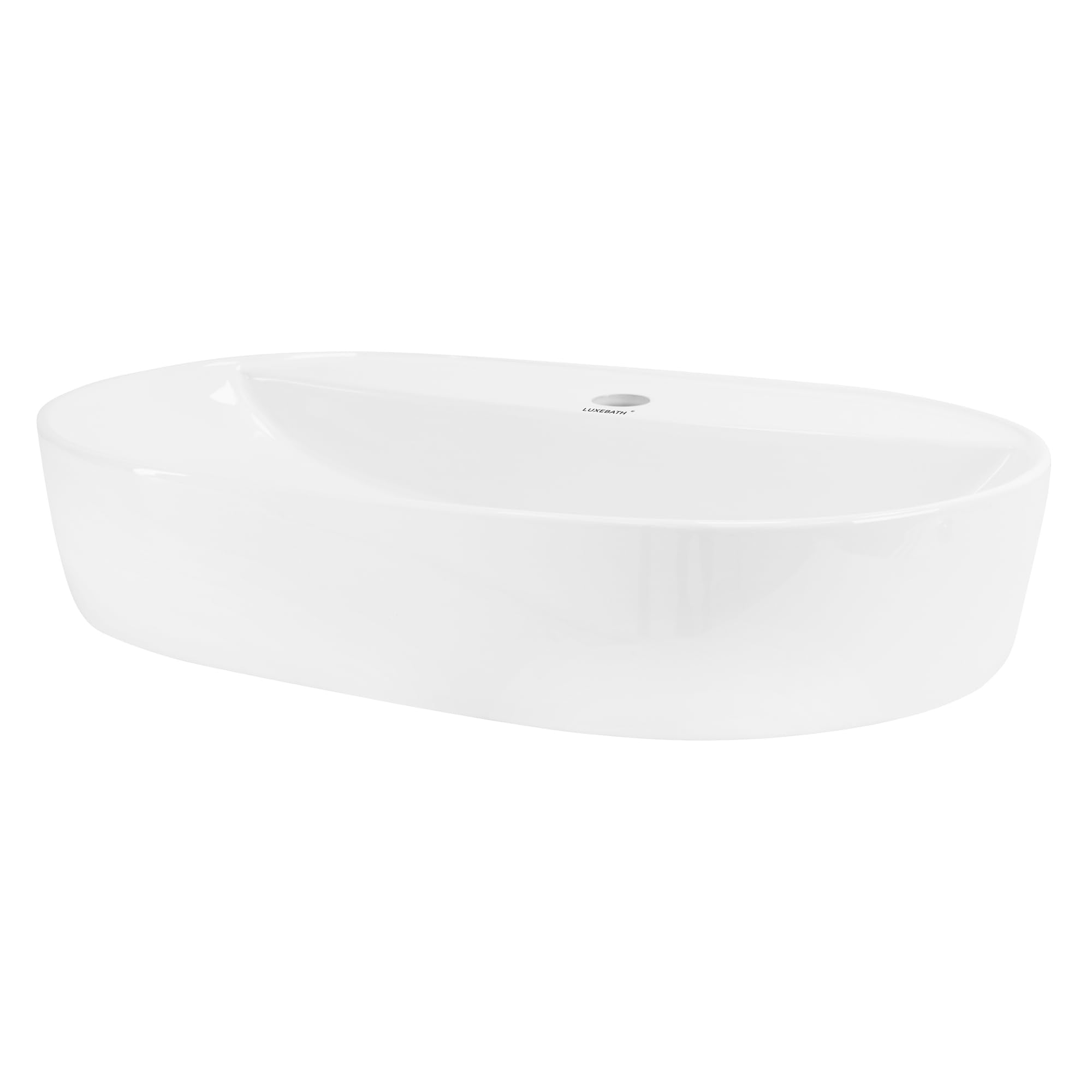 ML-Design Lavabo de Cerámica Blanco Brillante 60x40x12 cm Fregadero Ovalado de Pared o Sobre Encimera Pila de Diseño Moderno Lavamanos para Mueble de Baño Aseo con Agujero para Grifo y Desagüe