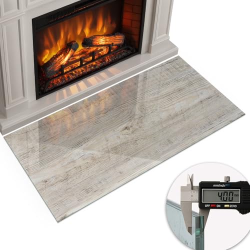 Protector de suelo para chimenea de vidrio 100x50 cm que decora salones rústicos 6