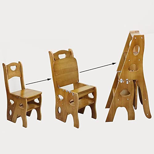 Cadeira dobrável de madeira para biblioteca, banqueta multifuncional portátil de 4 andares, suporte
