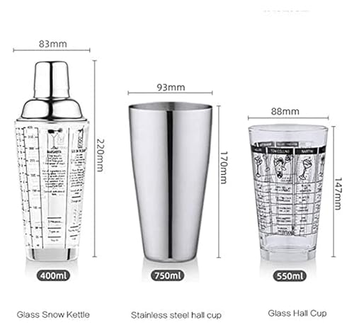 Set de Coctelera y Kit de Bartender Acero Inoxidable 550 ml miniatura 3