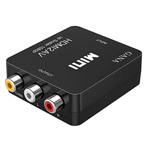 GANA HDMI a RCA, 1080P HDMI to AV 3RCA CVBs Adaptador de Convertidor de Audio y Video Compuesto Que Admite PAL/NTSC con Cable de Carga USB(Negro)