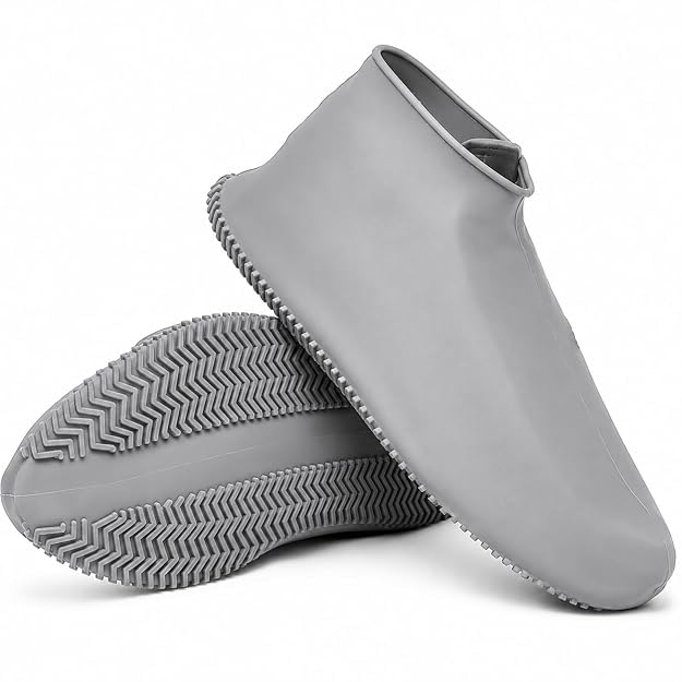 Image of Silicone Waterproof Shoe Covers for Men & Women | Reusable Non-Slip Rain Shoe Protector | Stretchable Overshoes for Rain, Mud, Snow, Hiking & Outdoor Use