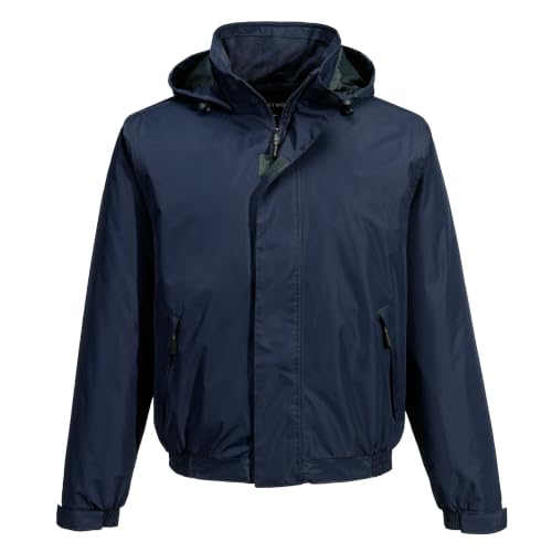 Image of Portwest S503 Waterproof Bomber Jacket Fleece Lined Workwear Warmth | Navy, Medium, EN 343, Taped Seams, Pongee Shell, Three Pockets, CE Marked