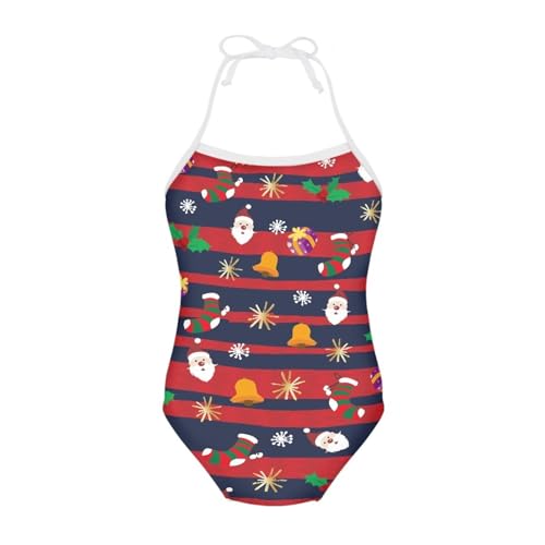 Image of Girls One Pieces Christmas Swimsuit Cute Swimwear Bathing Suits Beach Sport Halter Swimwear Vacation Pool Party Size