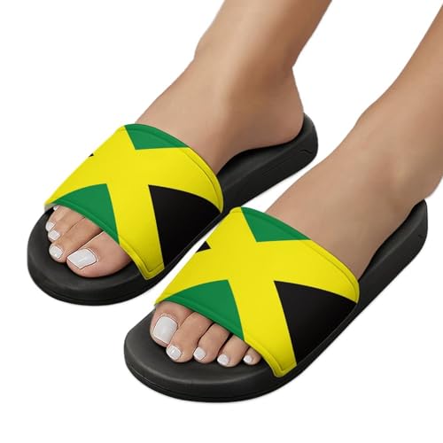 Jamaican Flag Pattern PVC Home Slippers Non-Slip Shower Sandals Summer Indoor Outdoor Beach for Men And Women4