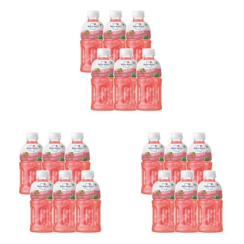 Image of Mogu Mogu Pink Guava Juice Drink with Nata de Coco Jelly 320ml (Pack of 18)| Refreshing Tropical Thai-Made Sip & Chew Beverage