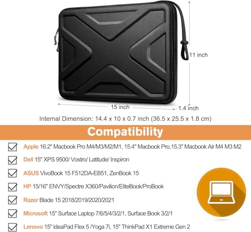 SITHON Hard Shell Laptop Sleeve Case for 15" MacBook Air M5/M4/M3/M2 2026-2023, 16" MacBook Pro (M5/M4/M3/M2/M1 Pro/Max) A3403 A3186 2026-2019, 15 Surface Laptop, Shockproof Computer Bag - Image 2