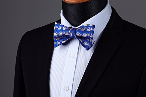 Image of HISDERN Bow Ties for Men Self Tie Animal Bowties Pocket Square Woven Silk Fun Bowtie Handkerchief Set for Wedding Party