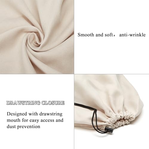 Image of LAKE OF FIRE 4-Piece Travel Shoe Bags for Packing, 17.7 inch x 13.8 inch Dustproof Shoe Bags with Drawstring Closure,Washable & Reusable(Beige)