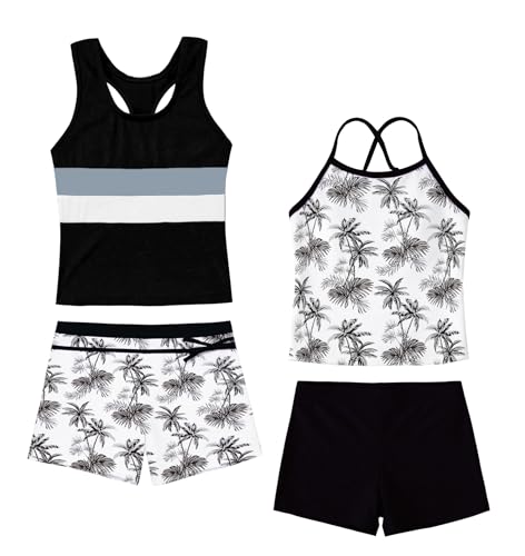 Image of Akokvlar Girls Two Piece Bathing Suit Swimsuit Tankini Swimwear with Boyshort