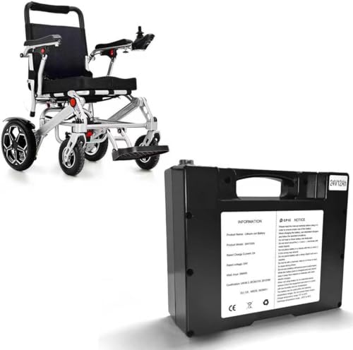 Rechargeables Batterie 24V 12Ah pour ByteTecpeak D10/D14 Fauteuil Roulant électrique Pack Lithium Amovible pour Fauteuil Roulant motorisé Pliable, autonomie...