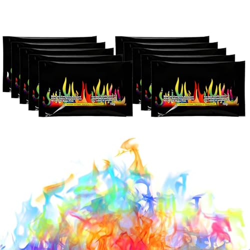 10Pakete Buntes Feuerpulver für magischen Flammenzauber In Feuerschale Lagerfeuer Kamin Und Ofen oder Outdoor-Aktivitäten - das beliebte Geschenk （10x10g）