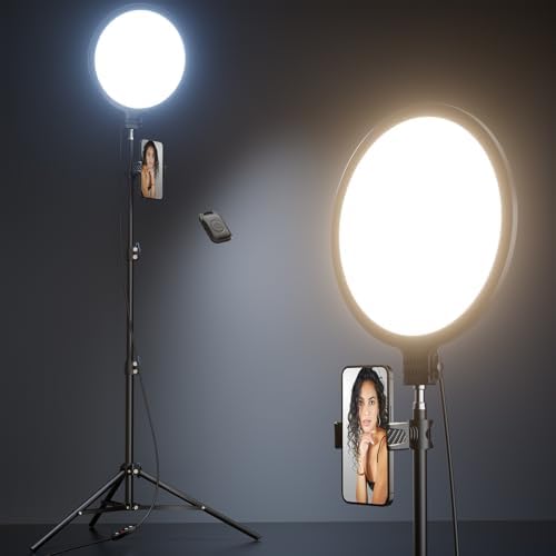 Weilisi 10.2" Ring Light with 69" Tripod Stand and Phone Holder Kit, Full-Screen Zoom Light for Video Recording, Makeup, Live Stream, Dimmable LED Selfie Ring Light Tripod for iPhone with Remote