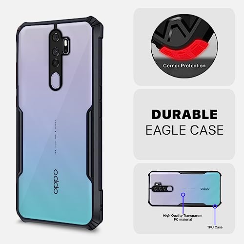 Image of Pikkme Oppo A5 2020 /A9 2020 Back Cover Crystal Clear Transparent Back Ultra Hyrbid Full Camera Protection Raised Edge Bumper Back Case for Oppo A5 2020 /A9 2020 (Plastic, Black)