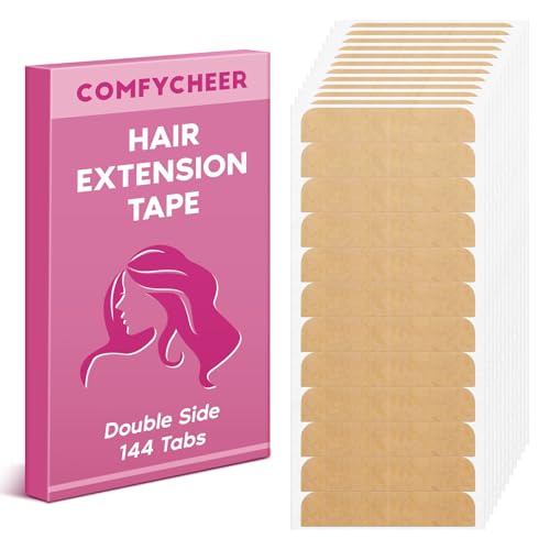 Comfycheer Hair Extension Tape 144 Tabs, Double Sided Adhesi