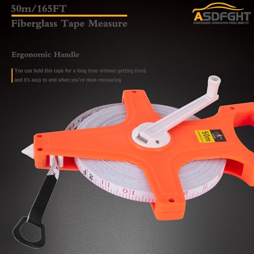 Open Reel Tape Measure 165 Feet, Fiberglass Tape Measure, Yard Measuring Tape Fit for Sports Field, Outdoor, Engineer,Track, Durable Dual-Sided Measuring Reel with Feet and Meters (1/2') by ASDFGHT - Image 6