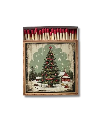 Curator Home Luxury Gift Long Safety Matches I Stylish Square Matchbox (Christmas Tree)