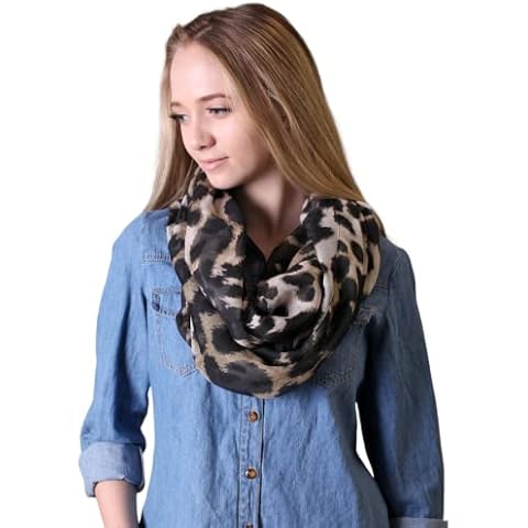 Anika Dali Women Animal Print Silky Soft Infinity Loop Scarf (Sophie Leopard Black Brown) Cover