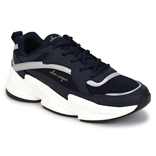 Allen Cooper Training,Road Running,Cricket,Gym,Sports Comfortable Extra Max Cusion with Memory Foam Insole Running Shoes for Men(551|Navy/Grey/Black-Sizes 6,7,8,9,10)