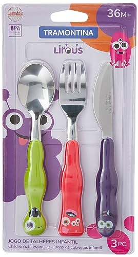 Catálogo para Comprar On-line Cubertería infantil los mejores 10. 42 TRAMONTINA Juego de Cubiertos Para Niños Lirous Infantil Colorido (03 Piezas)