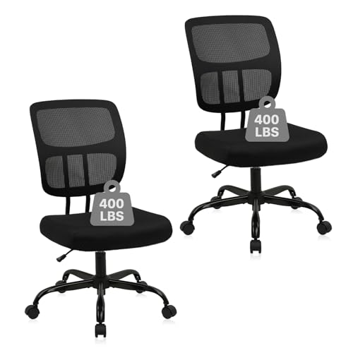 , Small Ergonomic Mesh Back Desk Chair With Lumbar Support And Wheels, Adjustable Height 360&deg; Swivel Rolling Computer Chair For Conference Waiting, Black, 2pack