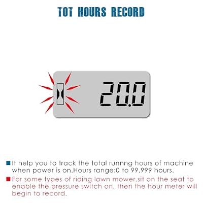 Runleader Digital Hours Counter,AC/DC 5V to 277V for Garden Tractor Generator Scooter Club Car Forklift Leaf Trimmer etc.