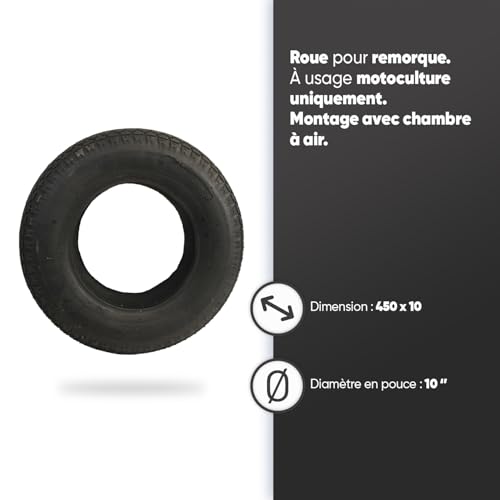 GREENSTAR - 6-lagiger Reifen für Anhänger – nur für Gartenfräse – Maße 450 x 10 – Montage mit Luftschlauch – langlebig – hochwertiges Produkt