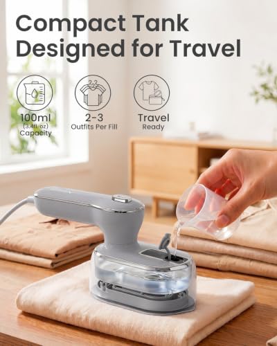 Image of Steamer for Clothes, Handheld Portable Iron Steamer, 2-in-1 Dry & Steam, 180 Rotatable Handle, 20s Fast Heat-Up, 970W Travel Steamer for Home & Travel, 120V Only