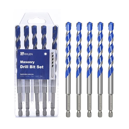 5 Pack 3/8 inch Concrete Drill Bit Set Masonry Drill Bit Set