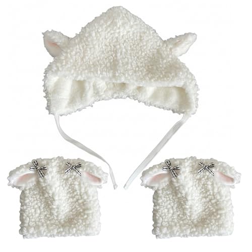 Chapeau mouton et guêtres agneau anti-froid pour accessoires photo originaux
