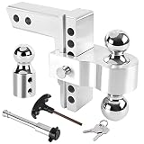 PROEZE Adjustable Trailer Hitch Replaceable Tri Balls (1-7/8", 2", 2-5/16"), Fits 2 Inch Receiver, 6