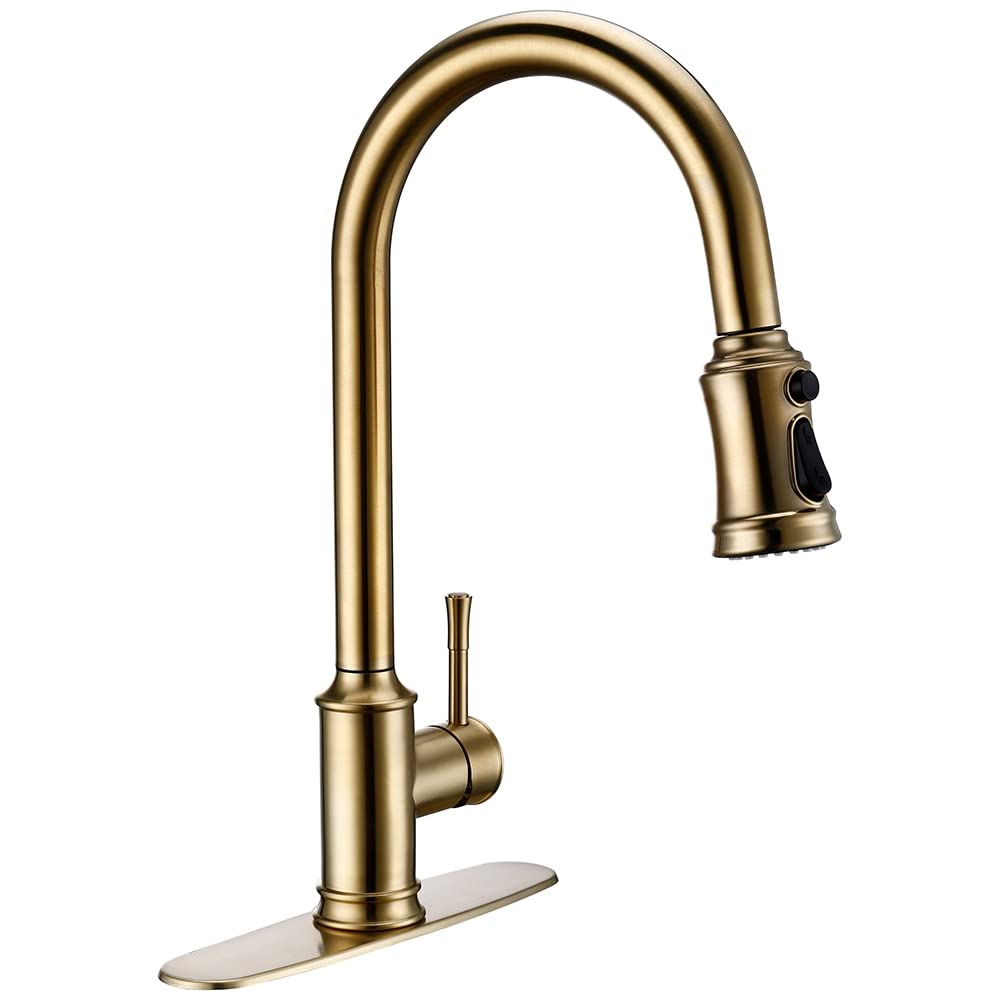 SnamicE Kitchen Tap Touch Sensor Pull Out Down Mixer Tap, Deck Mounted Kitchen Faucet, Hot Cold Water Swivel Spout,Brushed Gold