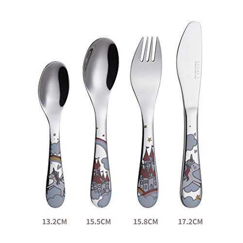 Exzact Children's Dinner Set/Cutlery Gift Set Stainless Steel Porcelain - 1 x Bowl, 1 x Plate, 1 x Dinner Knife, 1x Fork, 1 x Teaspoon,1 x Table Spoon - Unicorn - Image 7