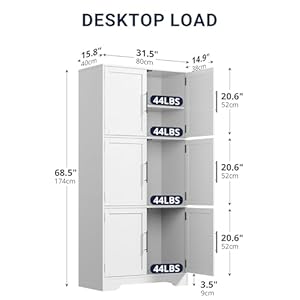 Cozy Castle 68.5" Kitchen Pantry Storage Cabinet with 6 Doors and 3 Shelves Tall Food Pantry Cabinet 4-Tier White Cabinet for Kitchen Living Room Dining Room Bathroom Cozy Castle 685 Kitchen Pantry Storage Cabinet with 6 Doors and 3 Shelves Tall Food Pantry Cabinet 4 Tier White Cabinet for Kitchen Living Room Dining Room Bathroom