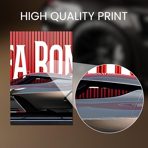 Image of Posternet Super Car Split Poster Set, 12 inch x 18 inch, Split Design Wall Decor Posters For Bedroom, Living Room, Office. (Alfa Romeo)