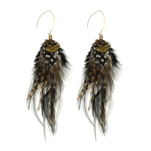 Long Bohemian Feather Earrings for Women - Lightweight Handmade Dangle Jewelry, Statement Ear Accessories