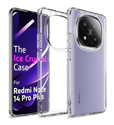Image of Golden Sand for Poco X7 5G, Redmi Note 14 Pro Plus 5G, Redmi Note 14 Pro 5G Back Case - Ice Crystal Hybrid Shockproof Back Cover, Transparent PC Military Grade TPU, Crystal Clear