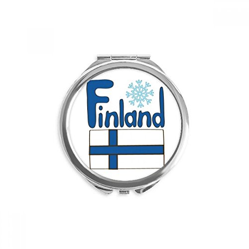 Miroir rond de poche motif Finlande bleu portable 2,6 x 2,4 x 0,3 pouces